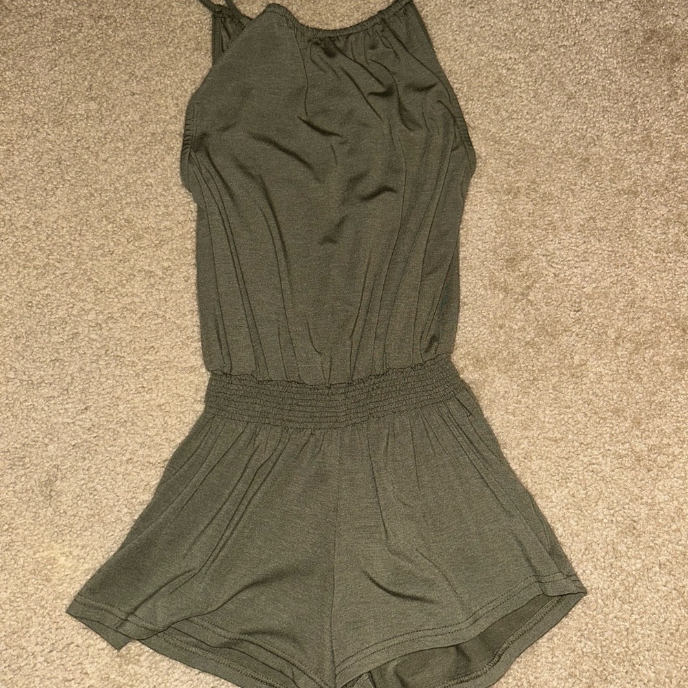 Poof! Olive Green Romper